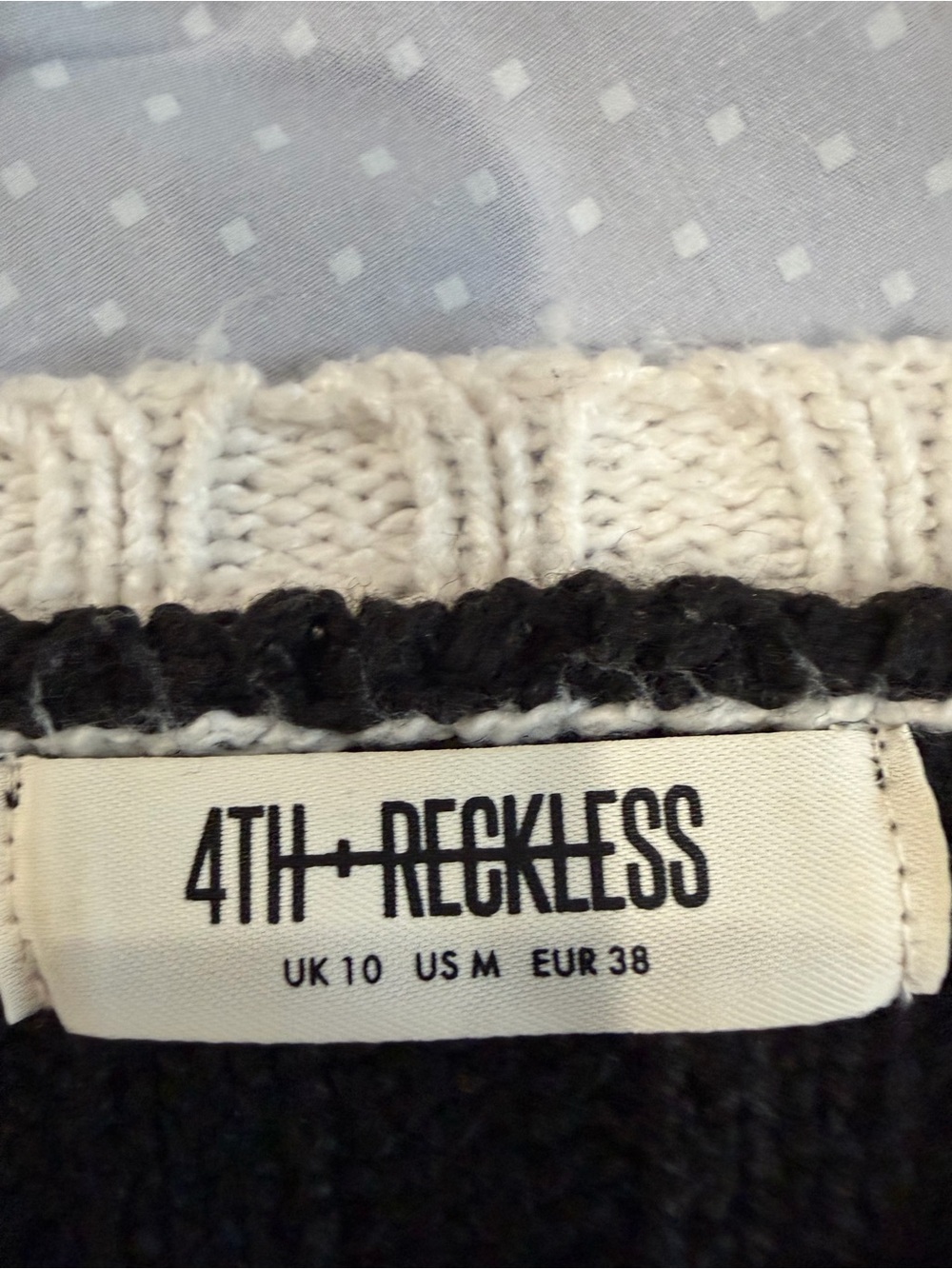 4th + reckless Cutout Ribbed Crewneck Sweater in Black & Cream - Picture 5 of 7
